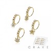 8PCS OF ASSORTED CZ DANGLE 316L SURGICAL STEEL O-RING NOSE HOOP BOX